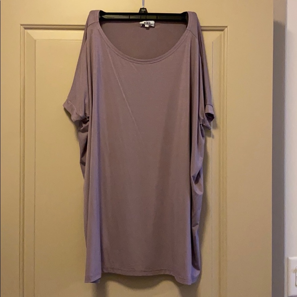 Short Sleeve Purple Round Neck Shirt